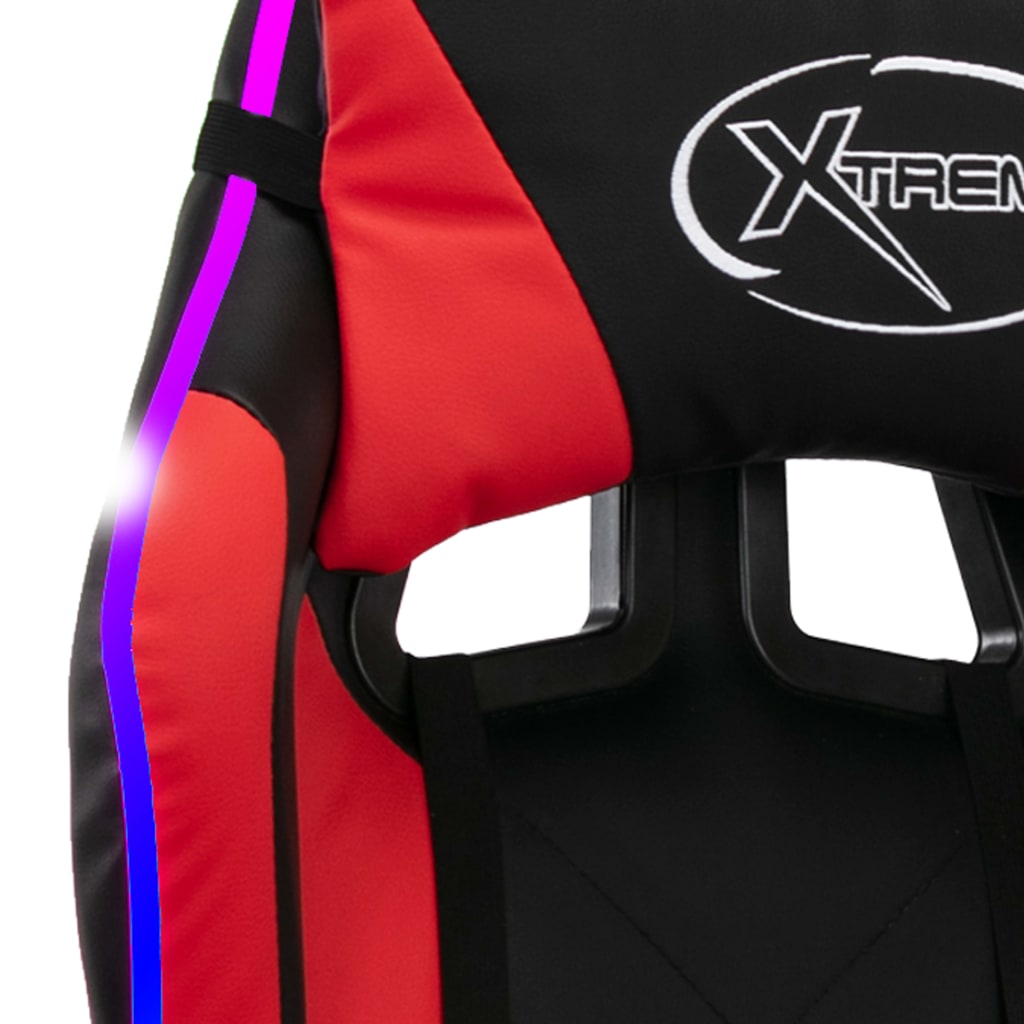 vidaXL Καρέκλα Racing με Φωτισμό RGB LED Κόκκινο/Μαύρο Συνθετικό Δέρμα