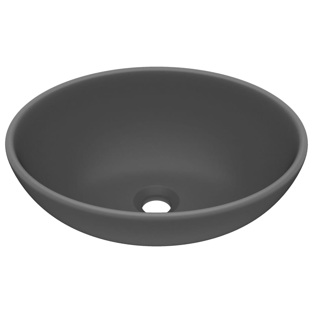 vidaXL Νιπτήρας Πολυτελής Οβάλ Σκούρο Γκρι Ματ 40 x 33 εκ. Κεραμικός