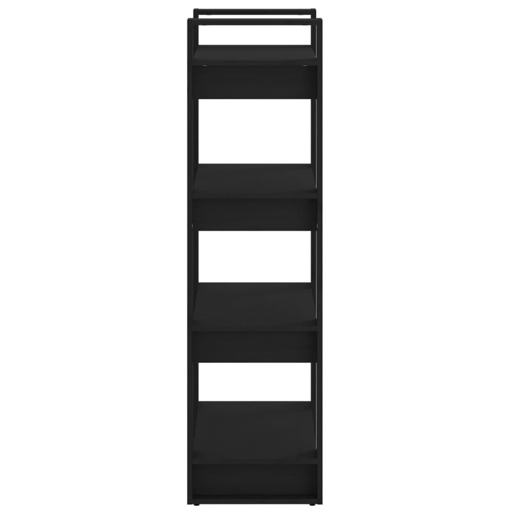 vidaXL Βιβλιοθήκη/Διαχωριστικό Χώρου Μαύρο 60x35x125 εκ. Μασίφ Ξύλο