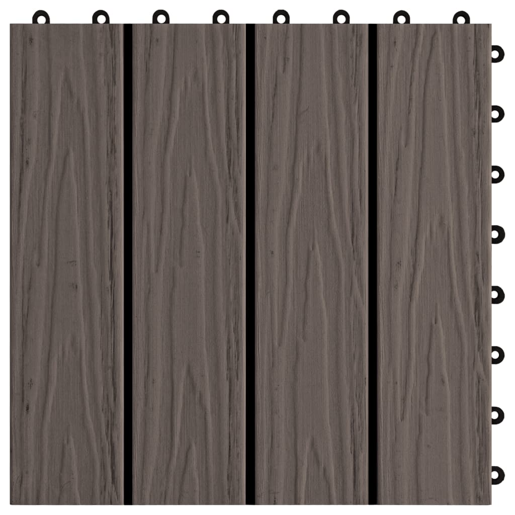 vidaXL Πλακάκια Deck 11 τεμ. Ανάγλυφα Σκούρο Καφέ 30x30 εκ. 1 μ² WPC