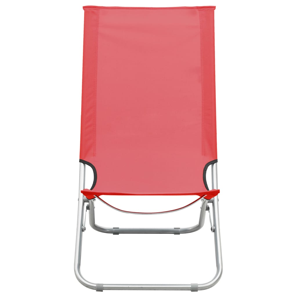 vidaXL Καρέκλες Παραλίας Πτυσσόμενες 2 τεμ. Κόκκινες Υφασμάτινες