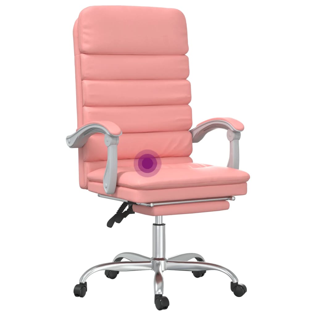 vidaXL Πολυθρόνα Γραφείου Μασάζ Ανακλινόμενη Ροζ από Συνθετικό Δέρμα