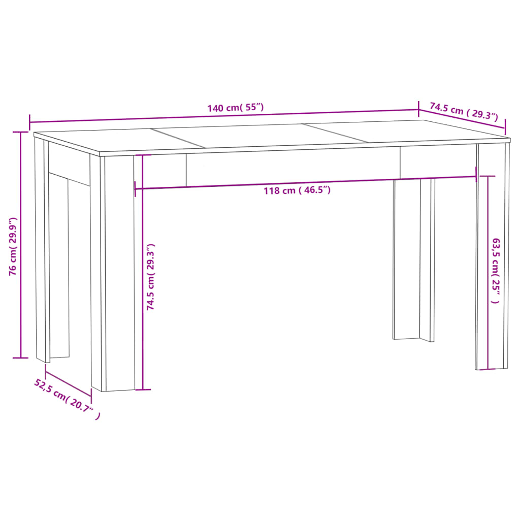 vidaXL Τραπεζαρία Sonoma Δρυς 140 x 74,5 x 76 εκ. Επεξεργασμένο Ξύλο