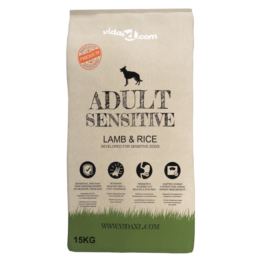 vidaXL Ξηρά Τροφή Σκύλων Premium Adult Sensitive Lamb & Rice 15 κ.
