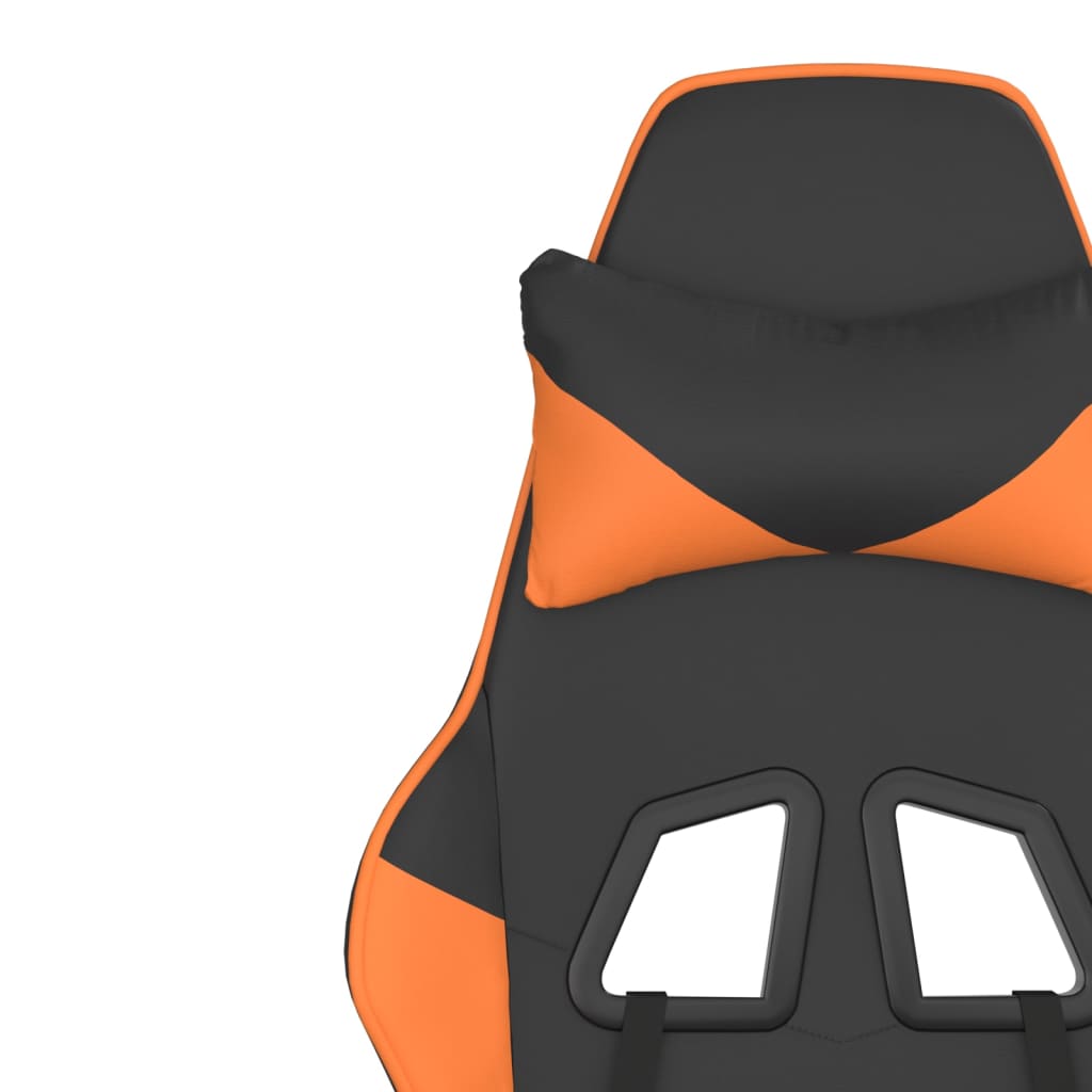 vidaXL Καρέκλα Gaming Μασάζ Υποπόδιο Μαύρο Πορτοκαλί Συνθετικό Δέρμα