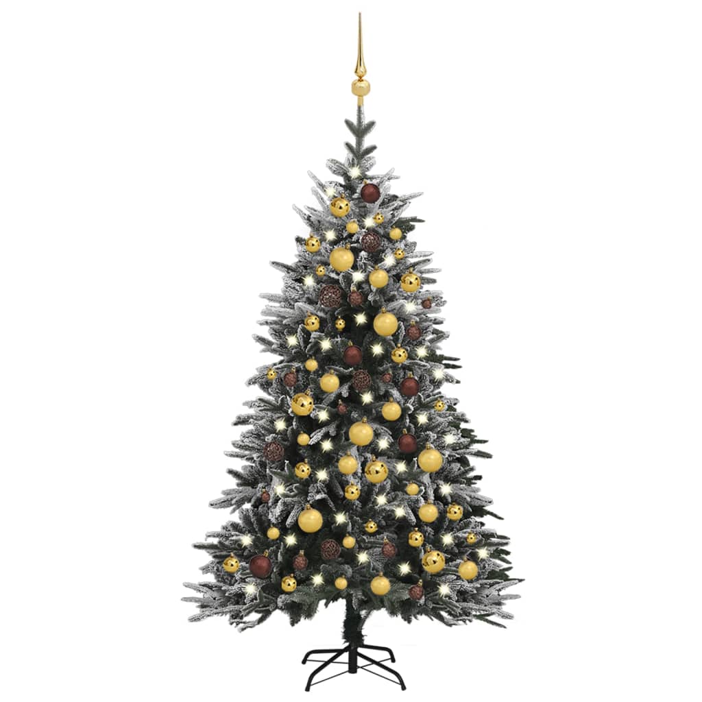 vidaXL Χριστουγεννιάτικο Δέντρο Τεχν. LED/Μπάλες/Χιόνι 120εκ PVC & PE