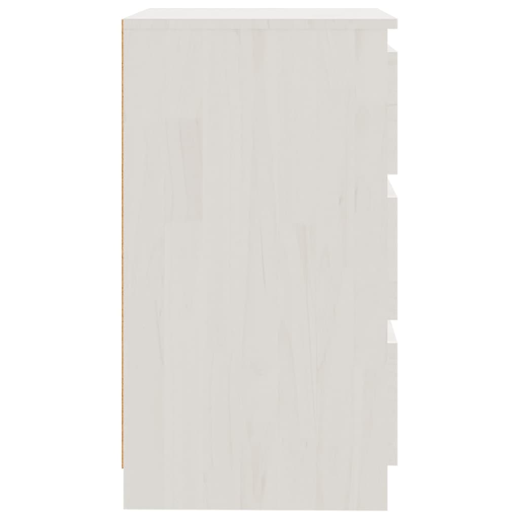 vidaXL Κομοδίνο Λευκό 60 x 36 x 64 εκ. από Μασίφ Ξύλο Πεύκου
