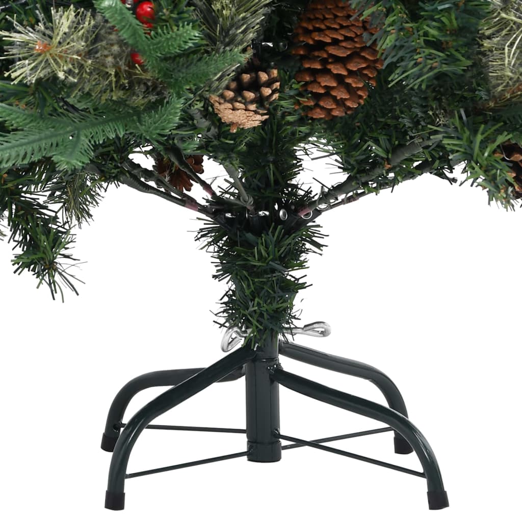 vidaXL Χριστουγεννιάτικο Δέντρο Πράσινο 195 εκ. με Κουκουνάρια PVC&PE