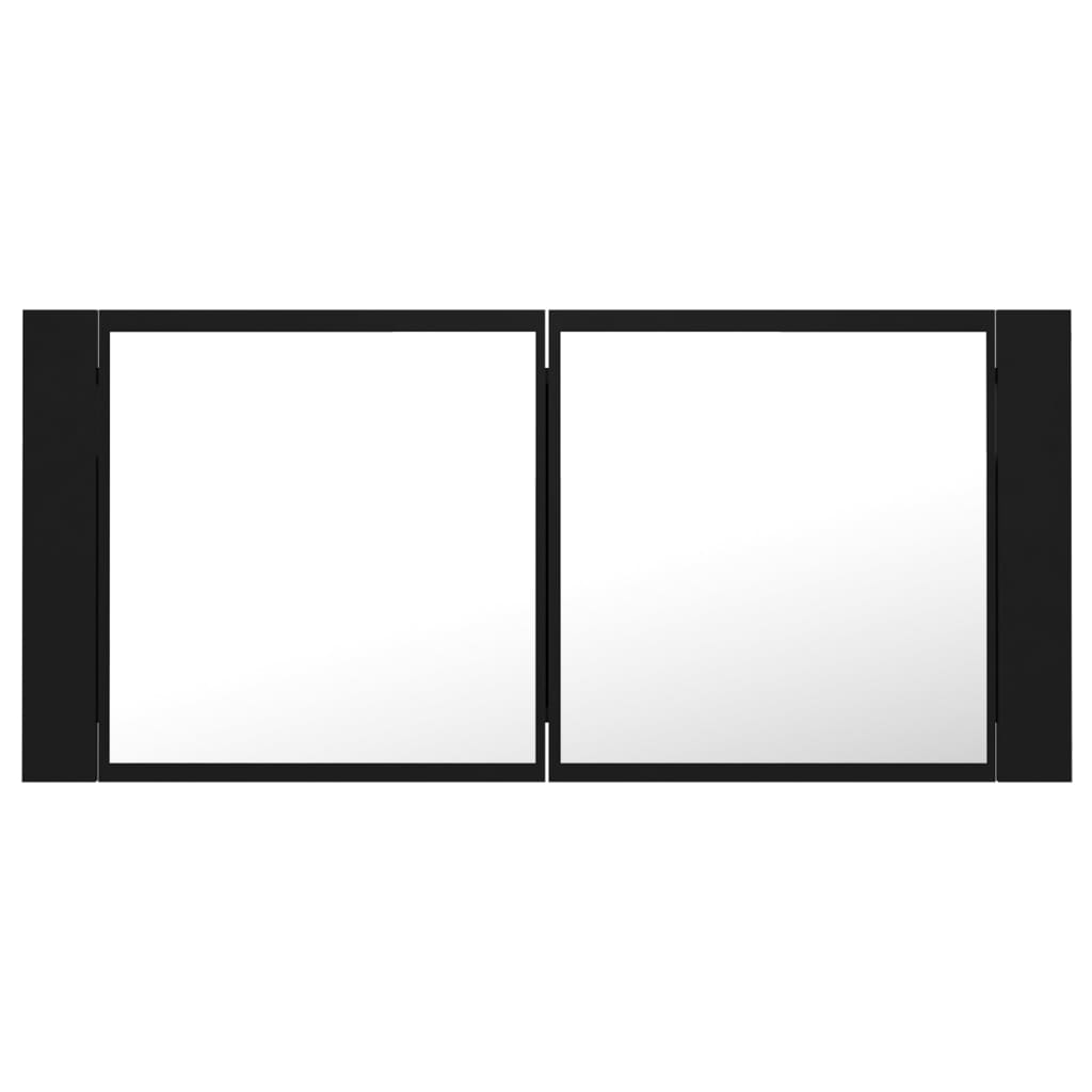 vidaXL Καθρέφτης Μπάνιου με Ντουλάπι LED Μαύρος 100x12x45εκ. Ακρυλικός