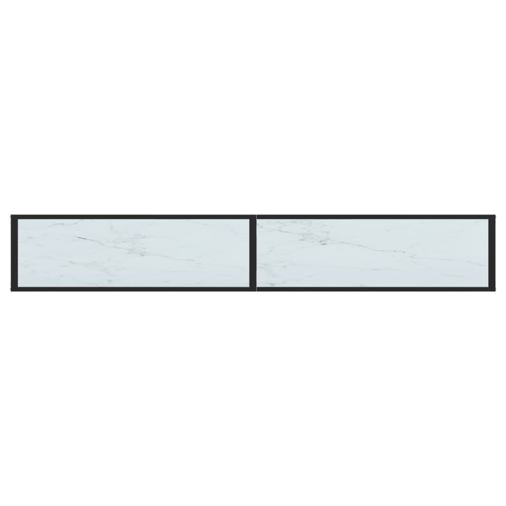 vidaXL Τραπέζι Κονσόλα Λευκό Όψη Μαρμάρου 220x35x75,5 εκ. Ψημένο Γυαλί