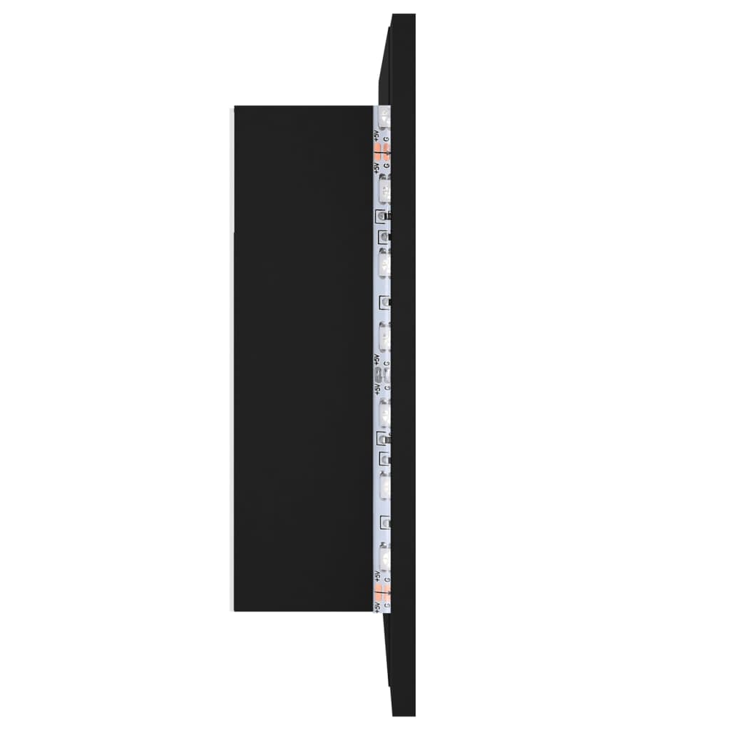 vidaXL Καθρέφτης Μπάνιου με Ντουλάπι LED Μαύρος 60x12x45 εκ. Ακρυλικός