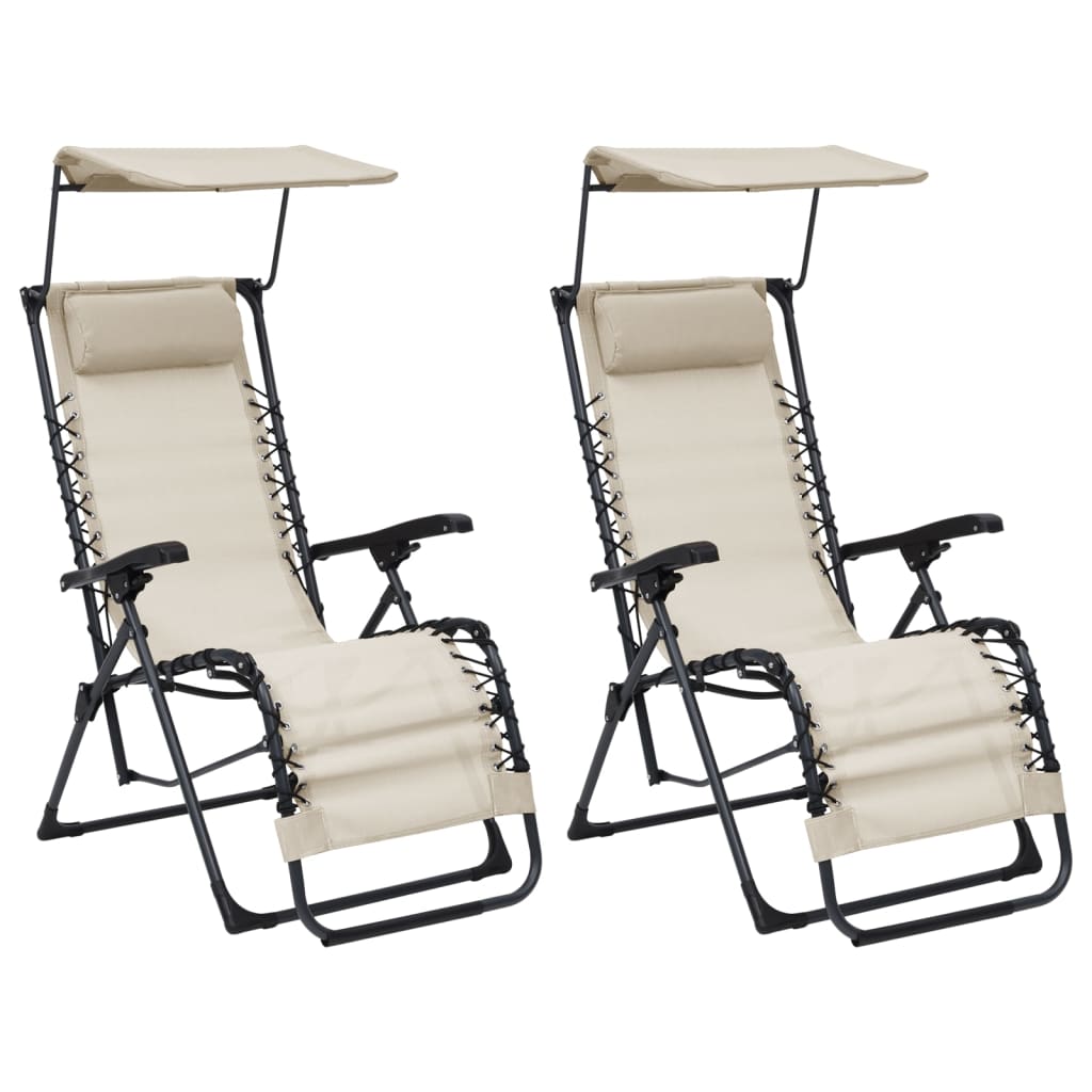 vidaXL Καρέκλες Εξ. Χώρου Πτυσσόμενες 2 τεμ. Κρεμ από Textilene