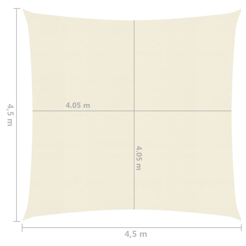 vidaXL Πανί Σκίασης Κρεμ 4,5 x 4,5 μ. από HDPE 160 γρ./μ²