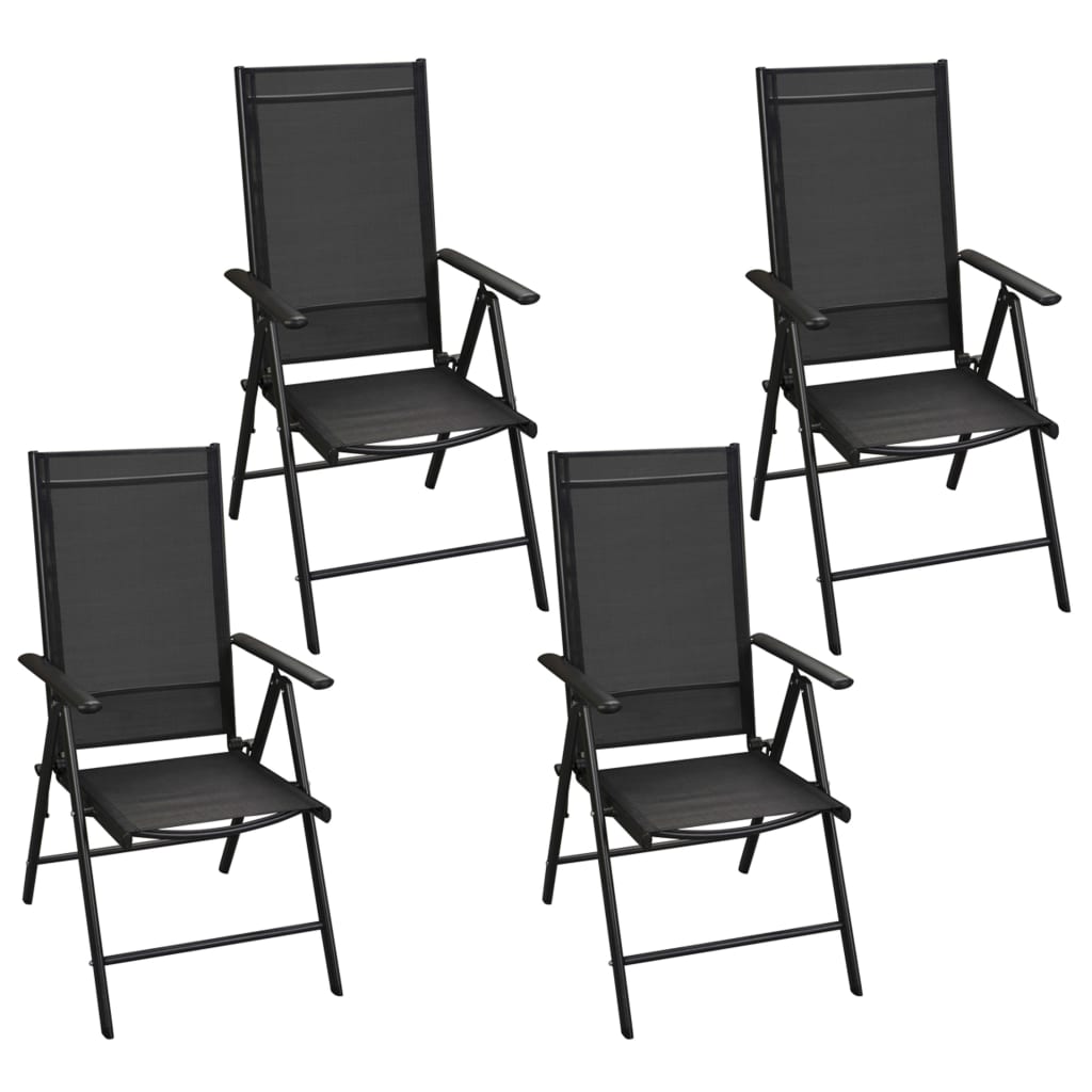 vidaXL Σετ Τραπεζαρίας Εξ.Χώρου με Πτυσ.Καρέκλες 5 τεμ Μαύρο Αλουμίνιο