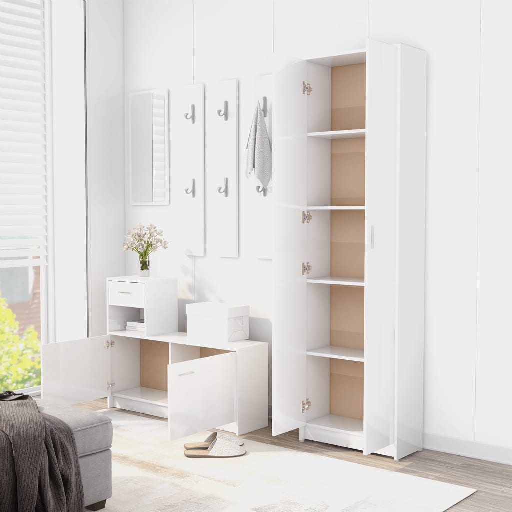 vidaXL Ντουλάπα Διαδρόμου Γυαλιστερό Λευκό 55x25x189 εκ. Μοριοσανίδα