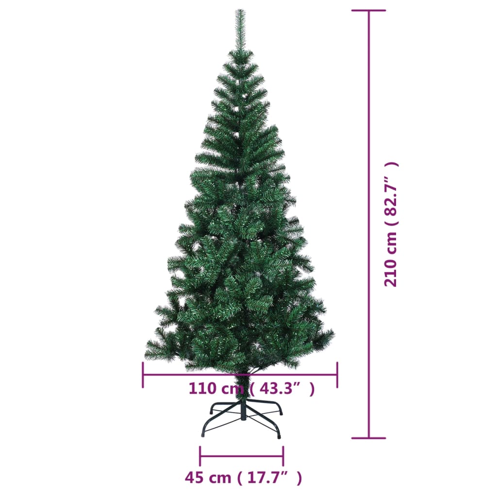 vidaXL Χριστουγεννιάτικο Δέντρο Τεχνητό Ιριδ. Άκρες Πράσινο 210 εκ PVC