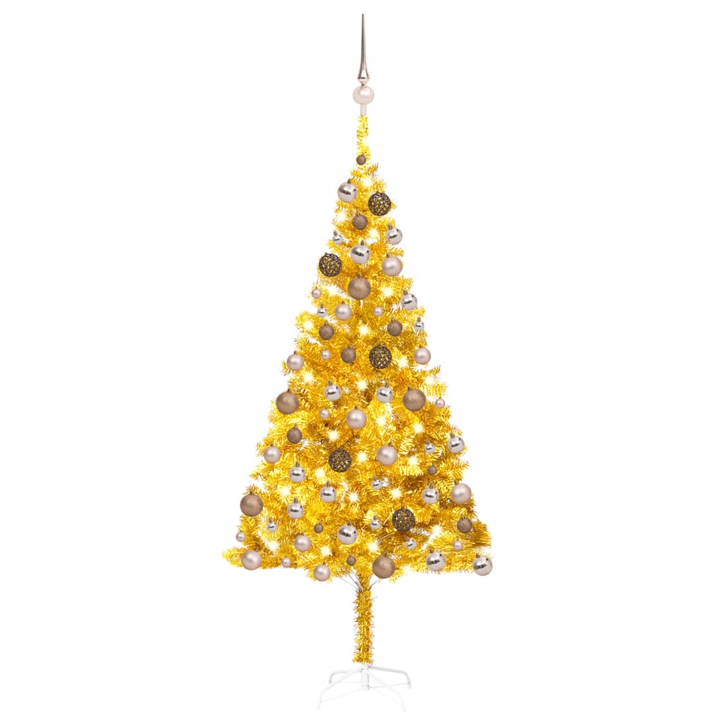 vidaXL Χριστουγεν Δέντρο Προφωτισμένο Τεχνητό Μπάλες Χρυσό 180εκ PVC