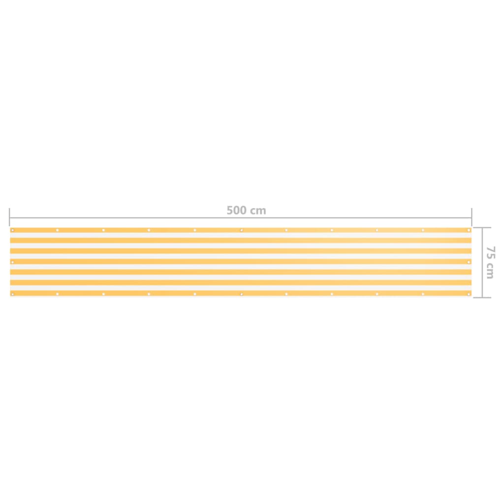 vidaXL Διαχωριστικό Βεράντας Λευκό/Κίτρινο 75 x 500 εκ. Ύφασμα Oxford