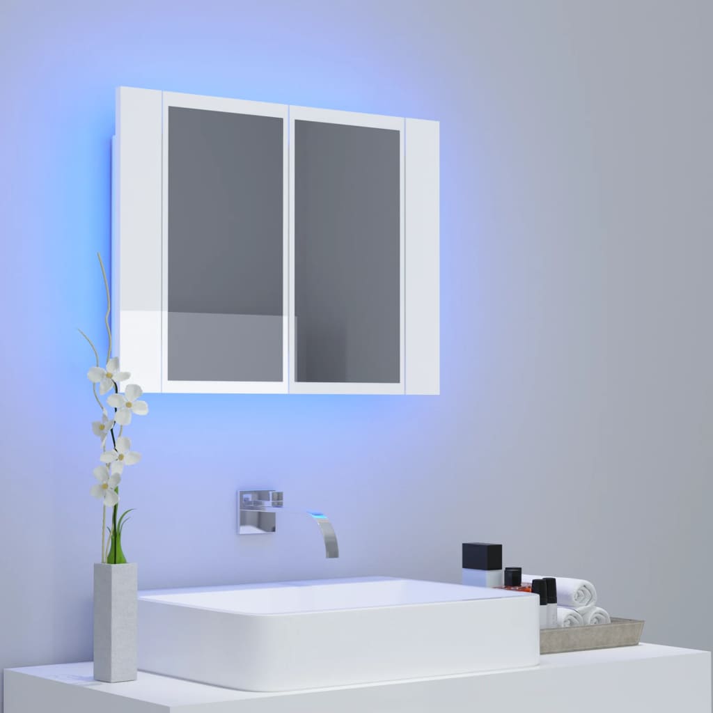 vidaXL Καθρέφτης Μπάνιου με LED Γυαλιστερό Λευκό 60x12x45 εκ.Ακρυλικός