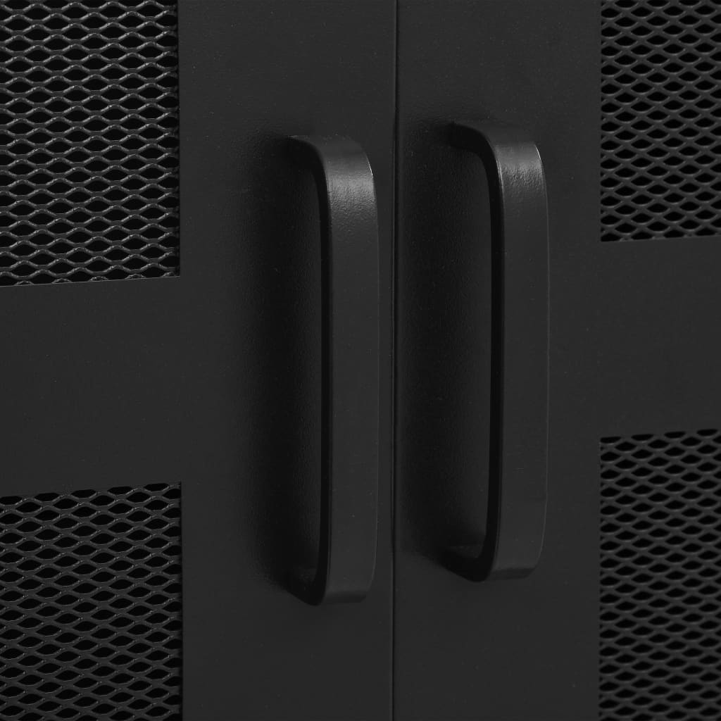 vidaXL Ντουλάπι Γραφείου Πόρτες με Πλέγμα Μαύρο 75x40x120 εκ. Ατσάλινο