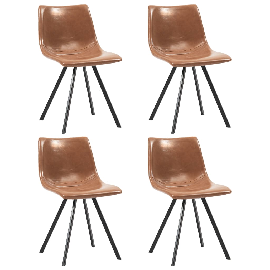 vidaXL Καρέκλες Τραπεζαρίας 4 τεμ. Χρώμα Κονιάκ από Συνθετικό Δέρμα