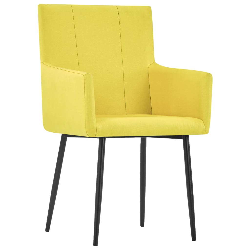 vidaXL Καρέκλες Τραπεζαρίας με Μπράτσα 4 τεμ. Κίτρινες Υφασμάτινες