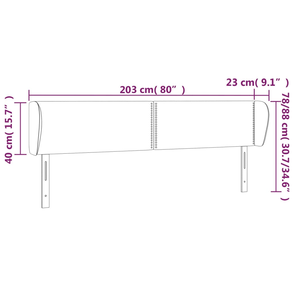 vidaXL Κεφαλάρι με Πτερύγια Ανοιχτό Γκρι 203x23x78/88 εκ. Βελούδινο