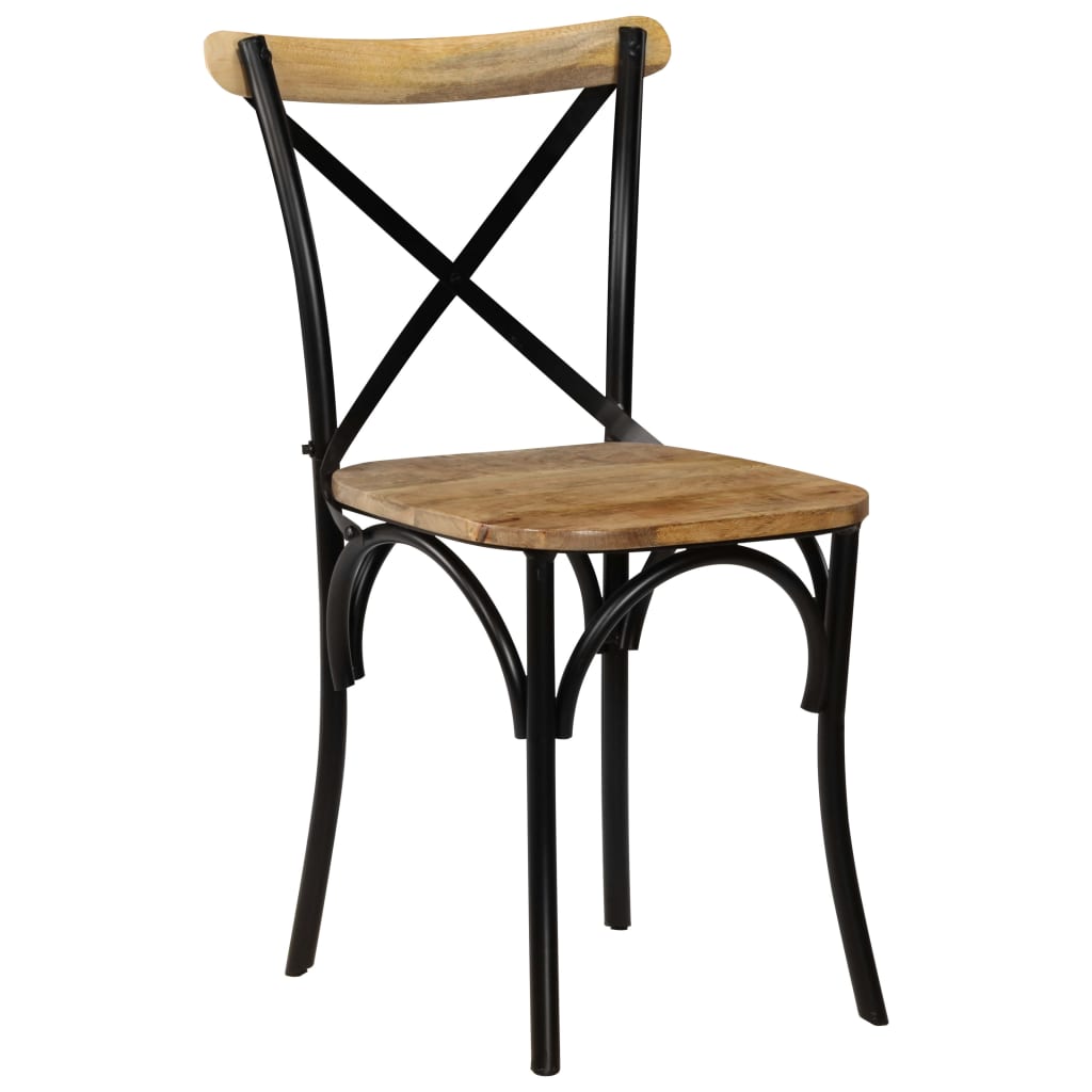 vidaXL Καρέκλες με Χιαστί Πλάτη 6 τεμ. Μαύρες από Μασίφ Ξύλο Μάνγκο