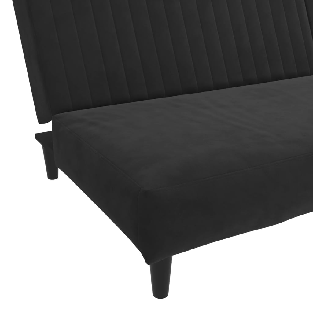 vidaXL Καναπές Κρεβάτι Διθέσιος Μαύρος Βελούδινος
