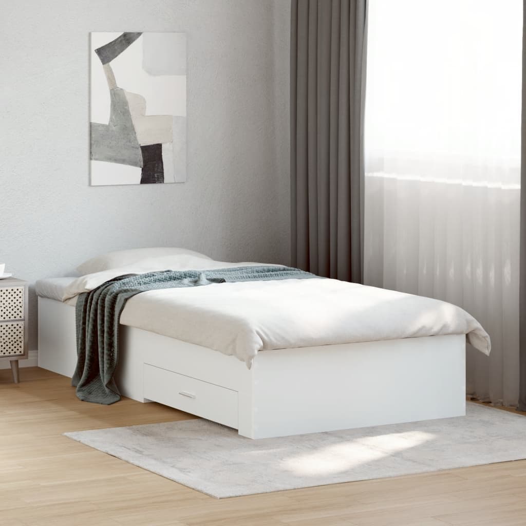 vidaXL Πλαίσιο Κρεβατιού με Συρτάρια Λευκό 180x200 εκ Επεξεργ. Ξύλο
