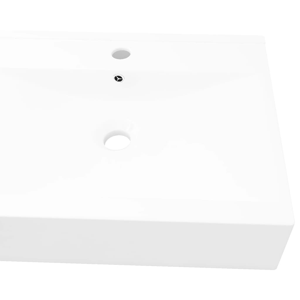 Νιπτήρας Πολυτελής Ορθογώνιος με Οπή Βρύσης Λευκός 60x46 εκ. Κεραμικός