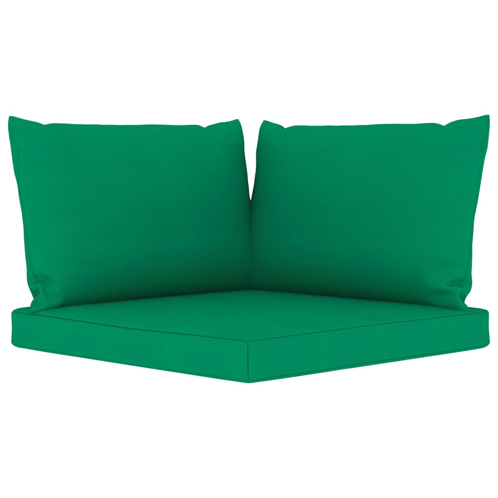 vidaXL Τριθέσιος καναπές κήπου με πράσινα μαξιλάρια