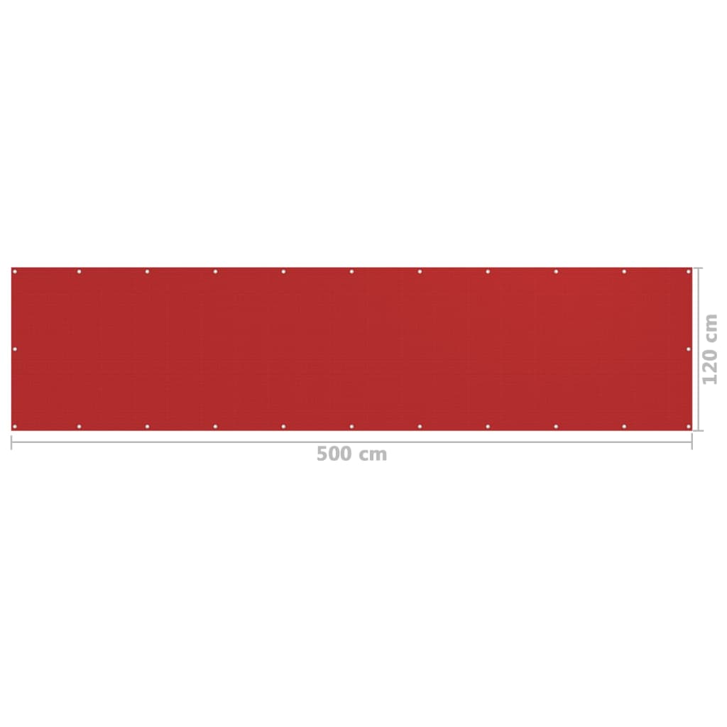 vidaXL Διαχωριστικό Βεράντας Κόκκινο 120 x 500 εκ. από HDPE