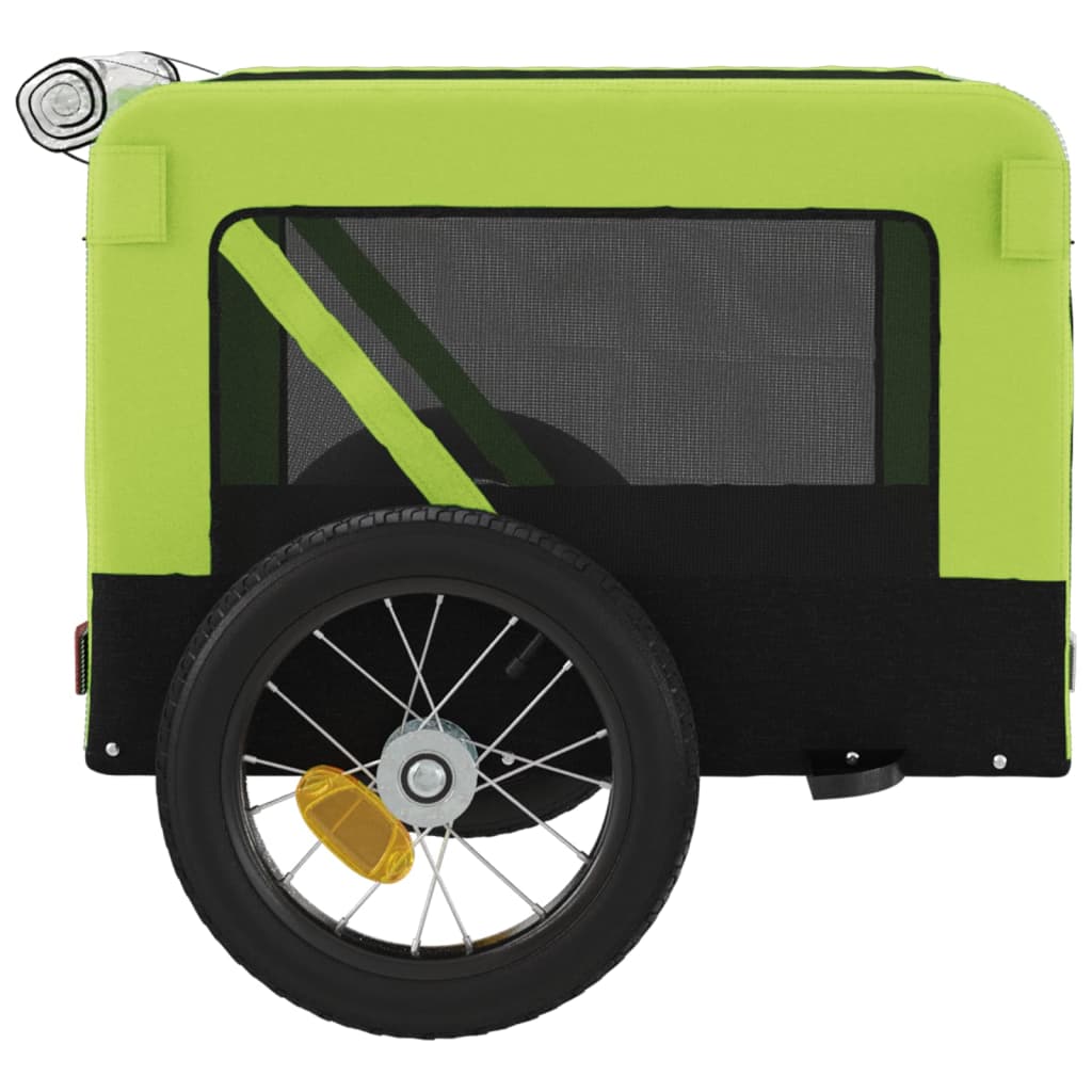 vidaXL Τρέιλερ Ποδηλάτου Κατοικίδιων Πράσινο/Μαύρο Oxford/Σίδηρος