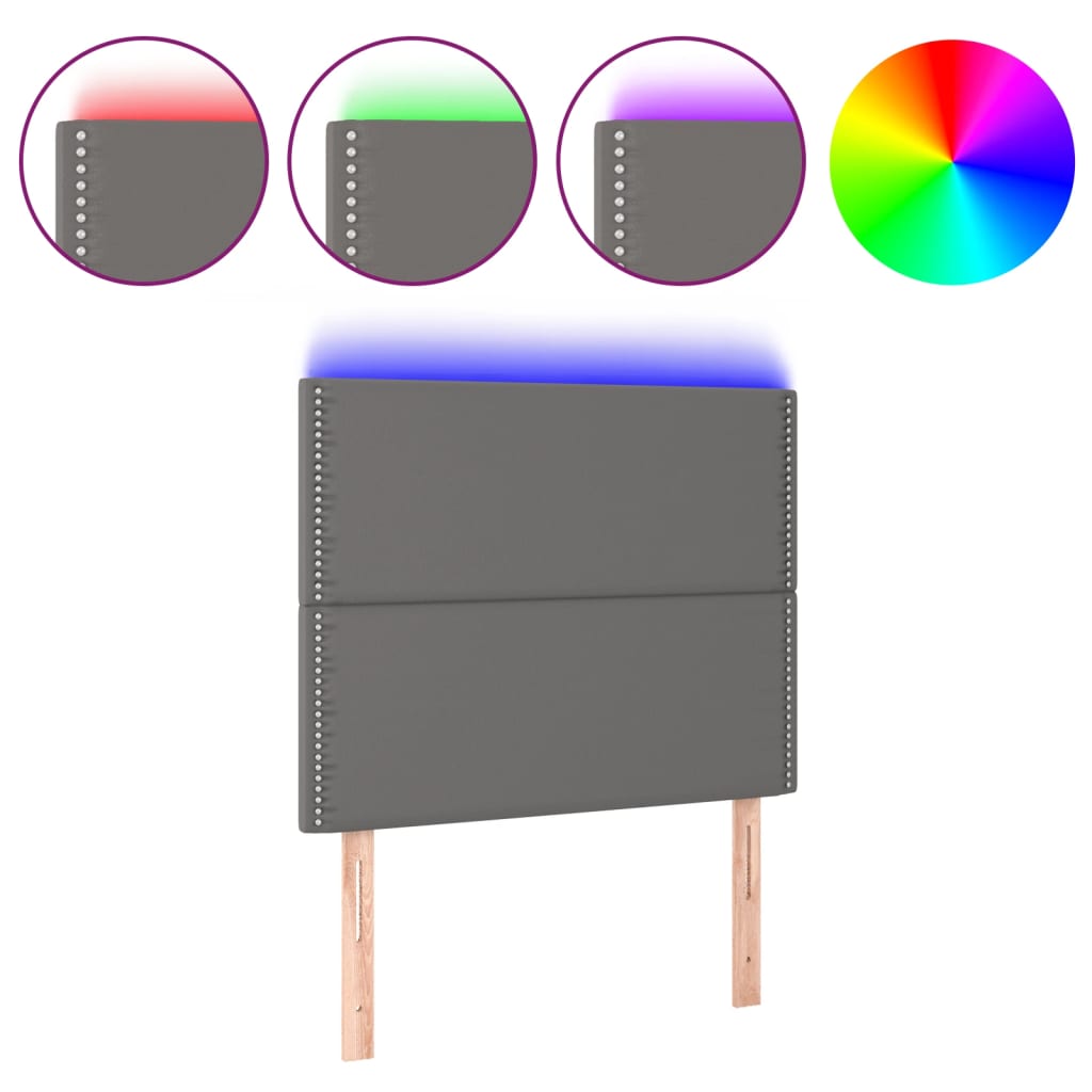 vidaXL Κεφαλάρι Κρεβατιού LED Γκρι 80x5x118/128 εκ