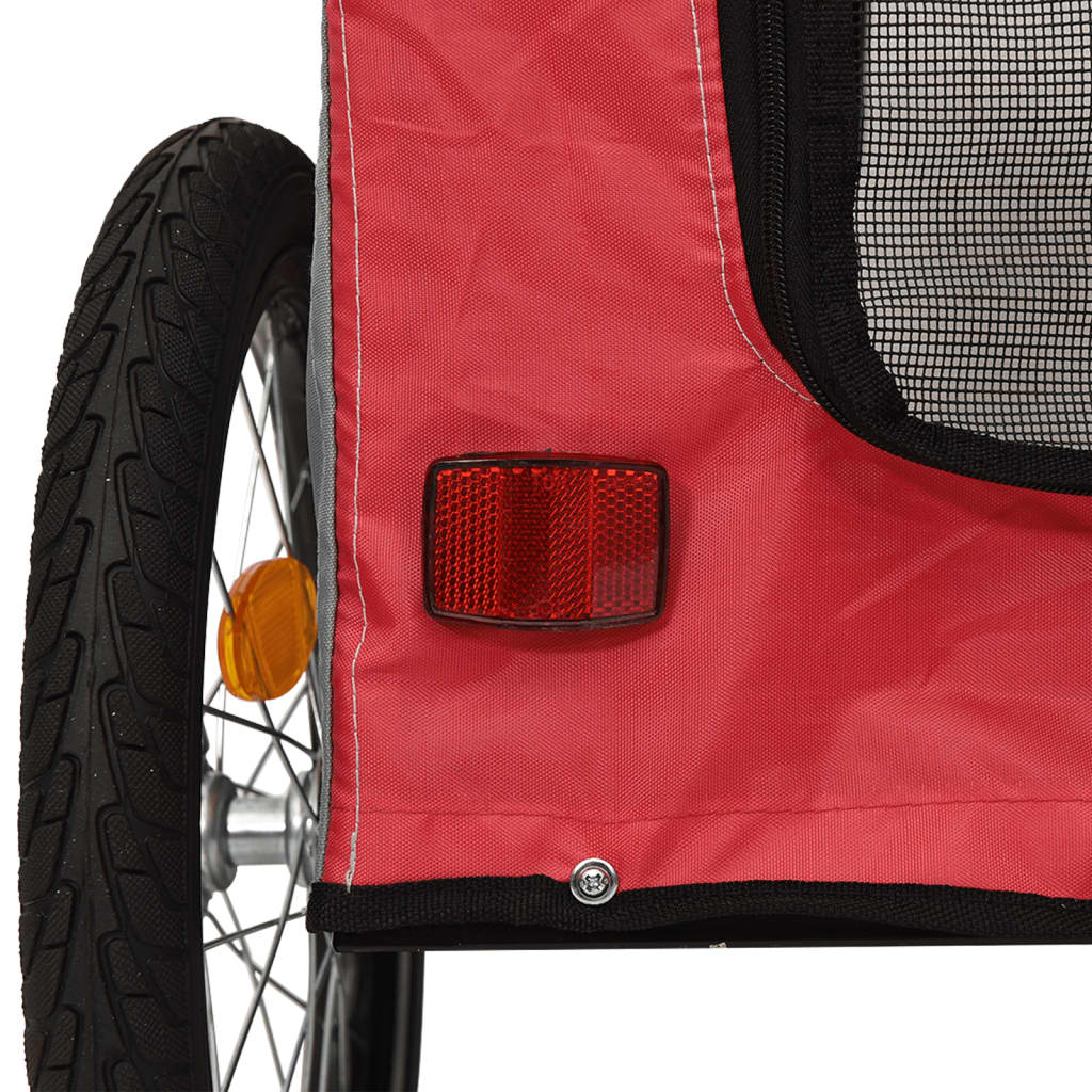 vidaXL Τρέιλερ Ποδηλάτου Κατοικίδιων Κόκκινο/Γκρι Ύφασμα Oxford/Σίδηρο
