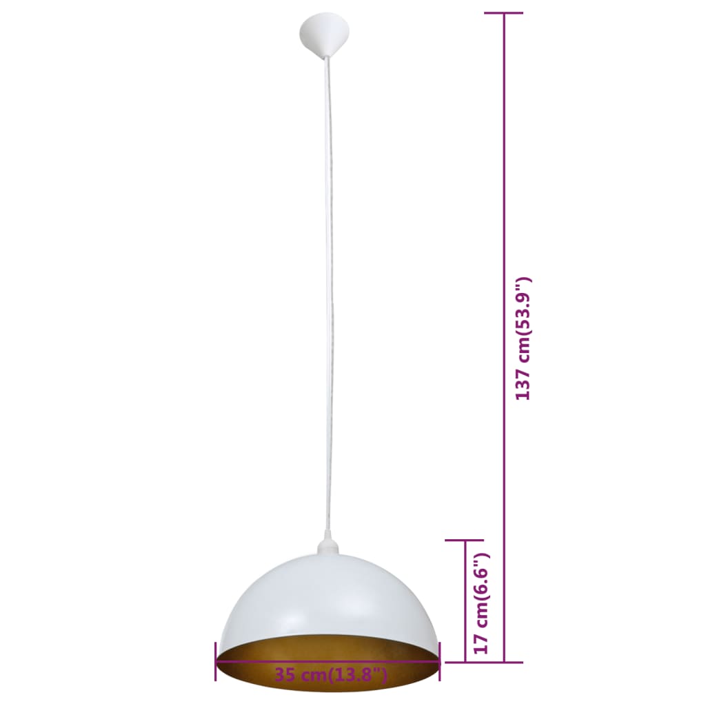 vidaXL Φωτιστικό Οροφής Ημισφαιρικό Ρυθμιζόμενο καθ' Ύψος 2 τεμ. Λευκό
