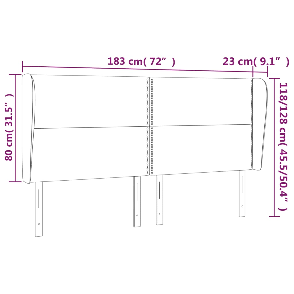vidaXL Κεφαλάρι με Πτερύγια Γκρι 183x23x118/128 εκ.Συνθετικό Δέρμα