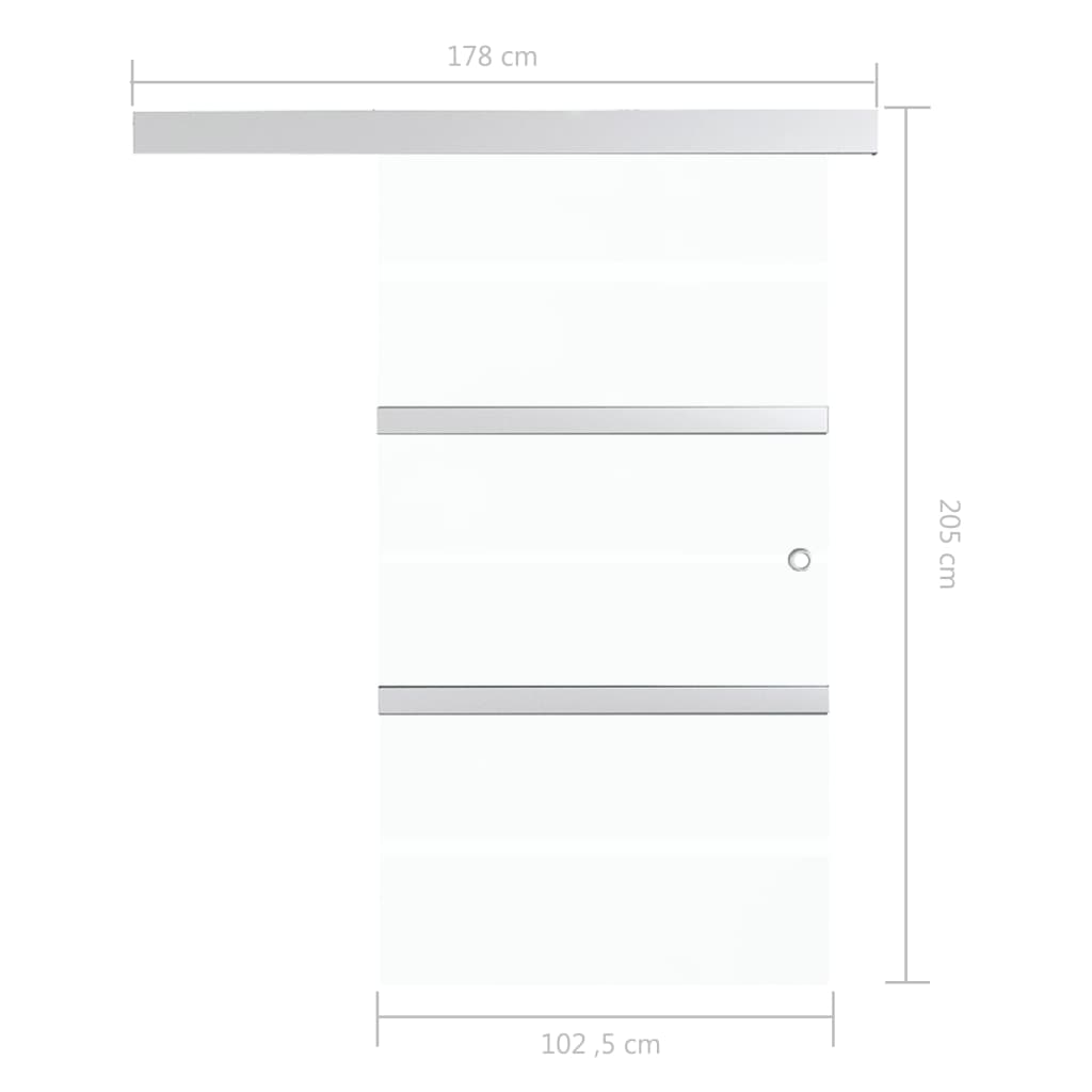 vidaXL Συρόμενη Πόρτα Ασημί 102,5 x 205 εκ. από Γυαλί ESG / Αλουμίνιο