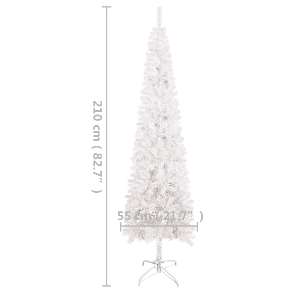 vidaXL Χριστουγεν Δέντρο Προφωτισμένο Slim Λευκό 210εκ