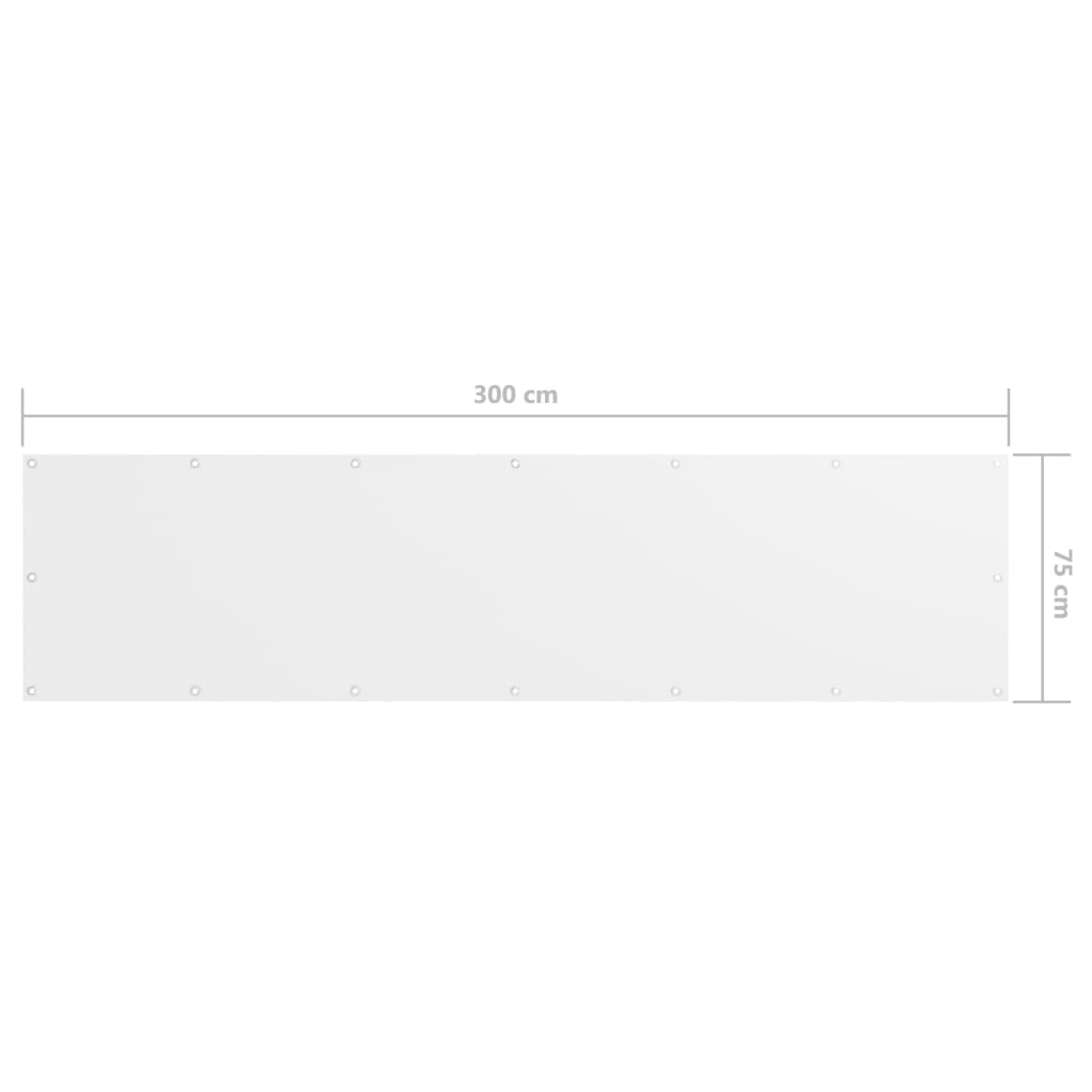 vidaXL Διαχωριστικό Βεράντας Λευκό 75 x 300 εκ. Ύφασμα Oxford