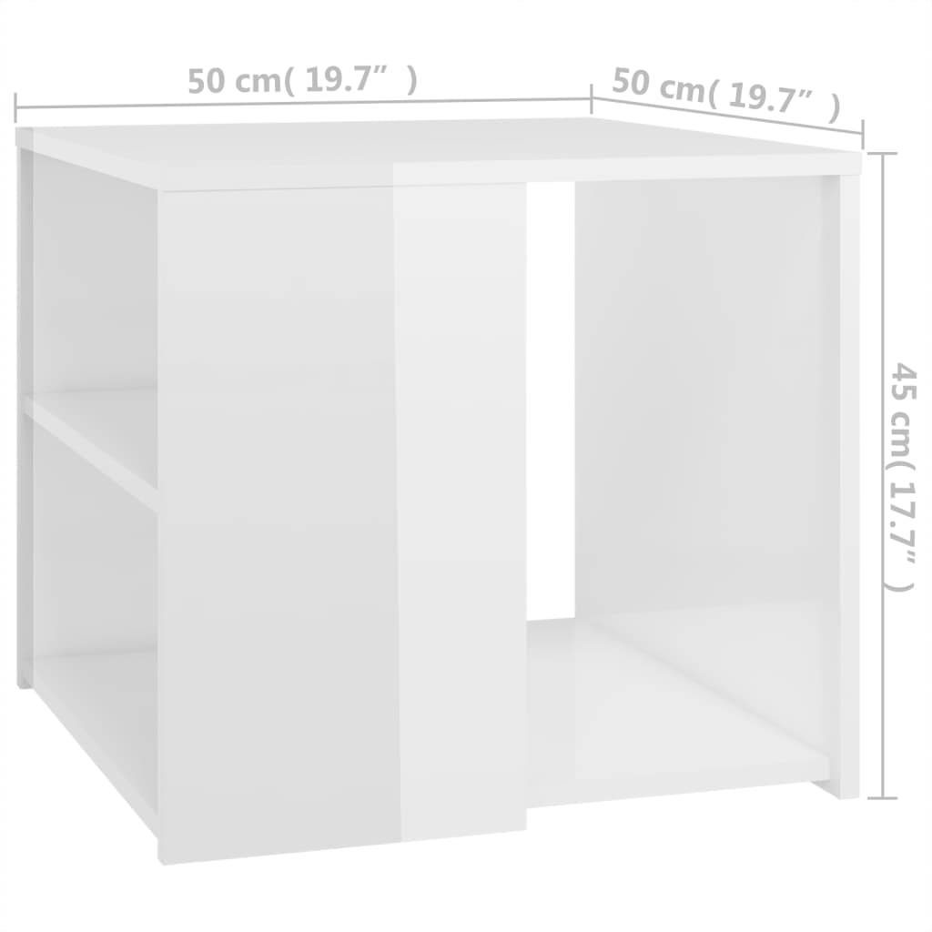 vidaXL Τραπέζι Βοηθητικό Γυαλιστερό Λευκό 50 x 50 x 45 εκ. Μοριοσανίδα