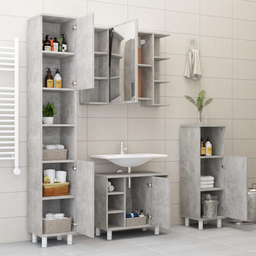 vidaXL Στήλη Μπάνιου Γκρι του Σκυροδέματος 30x30x179 εκ. Μοριοσανίδα