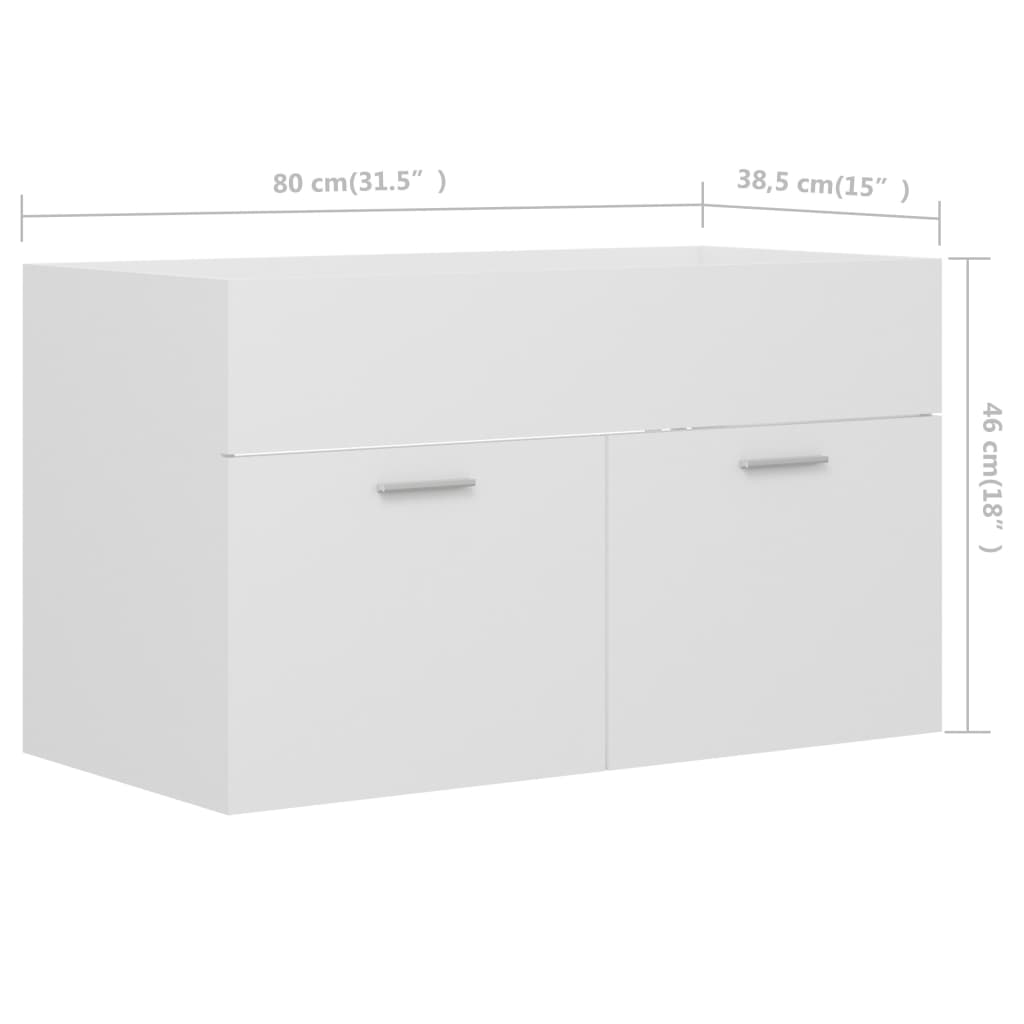 vidaXL Ντουλάπι Νιπτήρα Λευκό 80 x 38,5 x 46 εκ. από Μοριοσανίδα