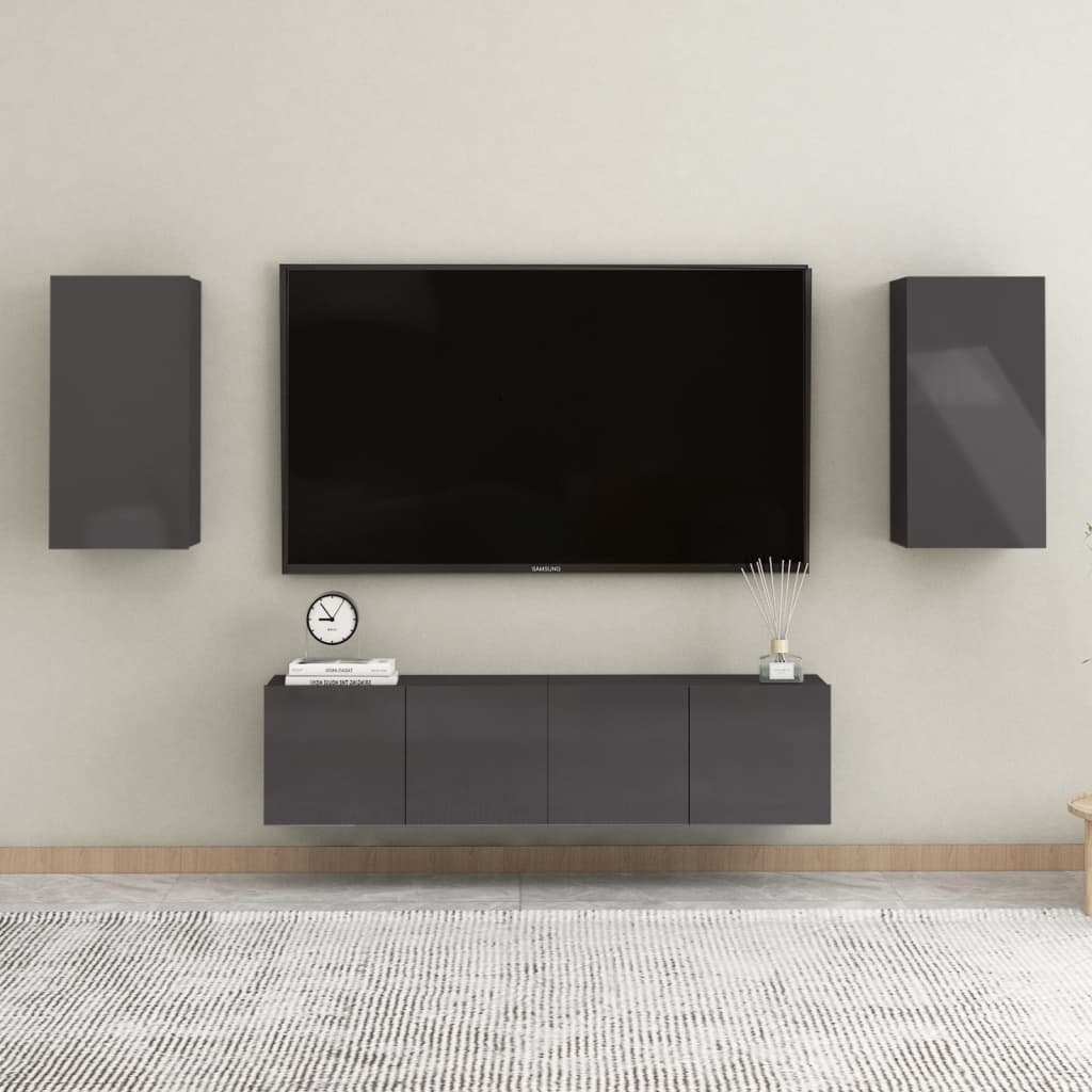 vidaXL Έπιπλο Τηλεόρασης Γυαλιστερό Γκρι 30,5 x 30 x 60εκ. Μοριοσανίδα