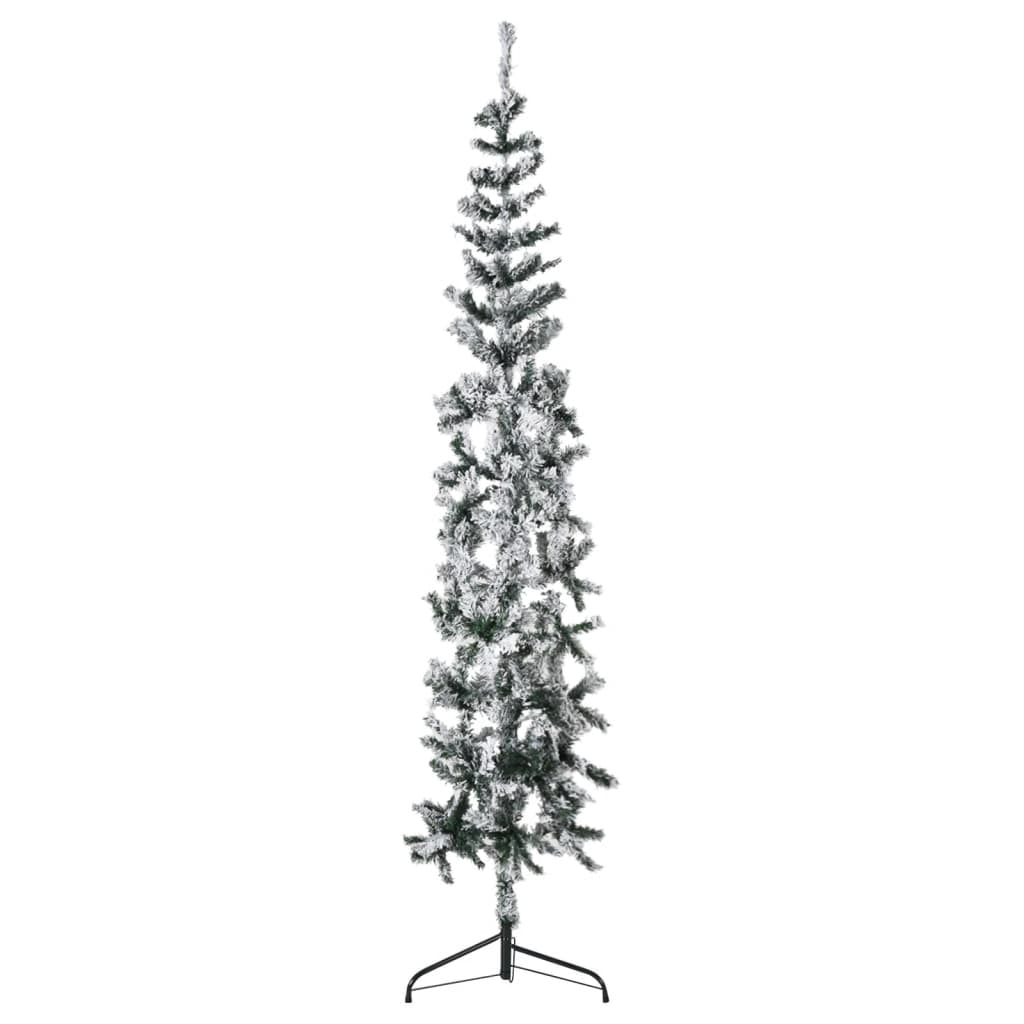 vidaXL Χριστουγεννιάτικο Δέντρο Slim Τεχνητό Μισό Με Χιόνι 240 εκ.