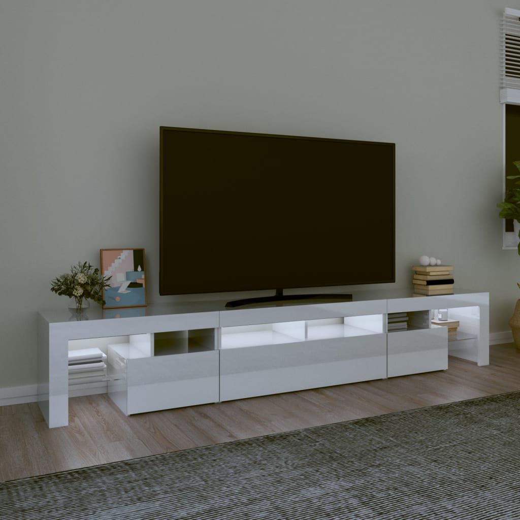 vidaXL Έπιπλο Τηλεόρασης με LED Γυαλιστερό Λευκό 230x36,5x40 εκ.