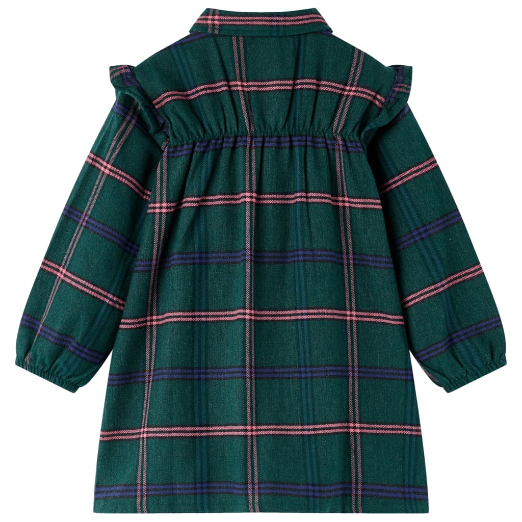 Φόρεμα Παιδικό Μακρυμάνικο με Βολάν Σκούρο Πράσινο 92
