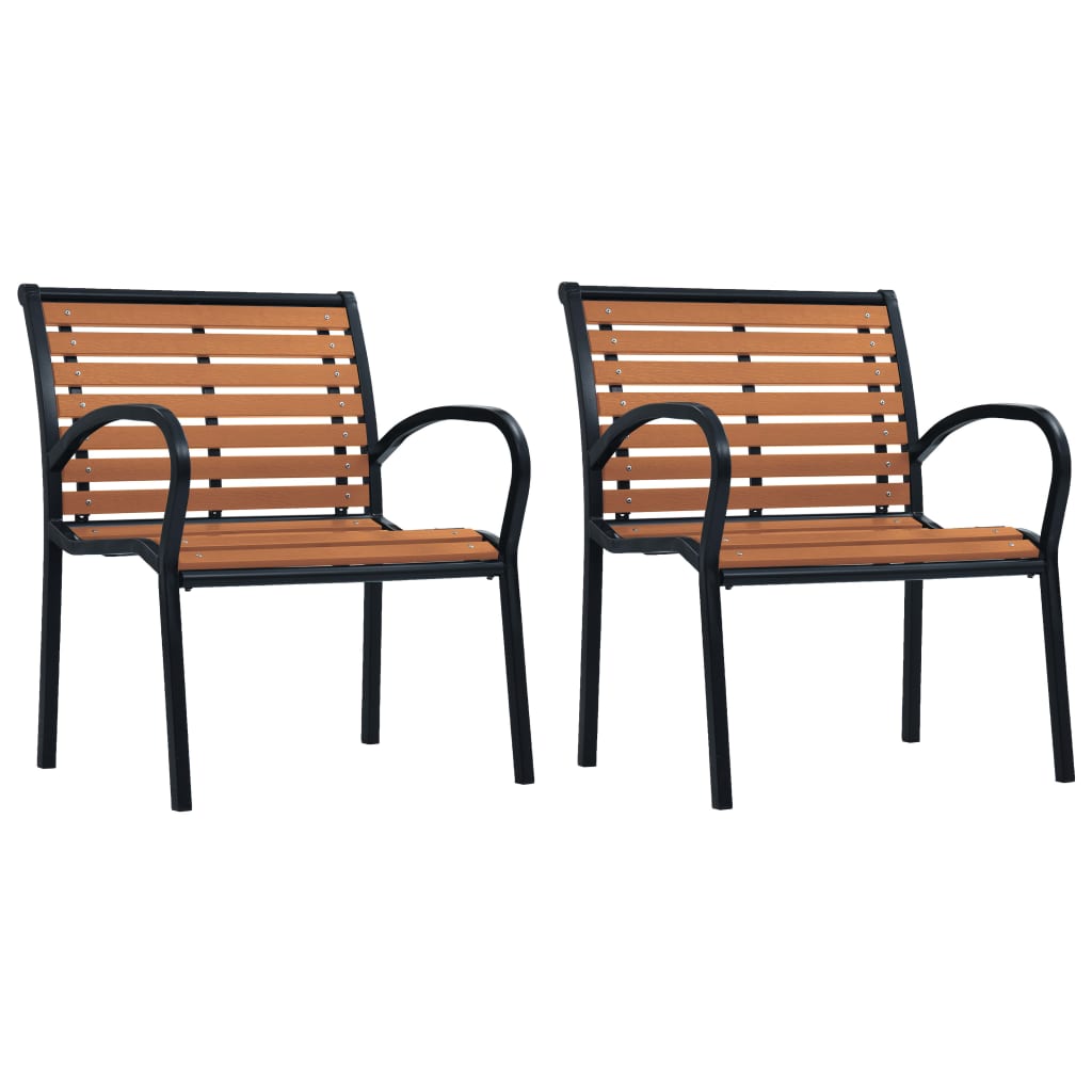vidaXL Καρέκλες Κήπου 2 τεμ. Μαύρο / Καφέ από Ατσάλι / WPC