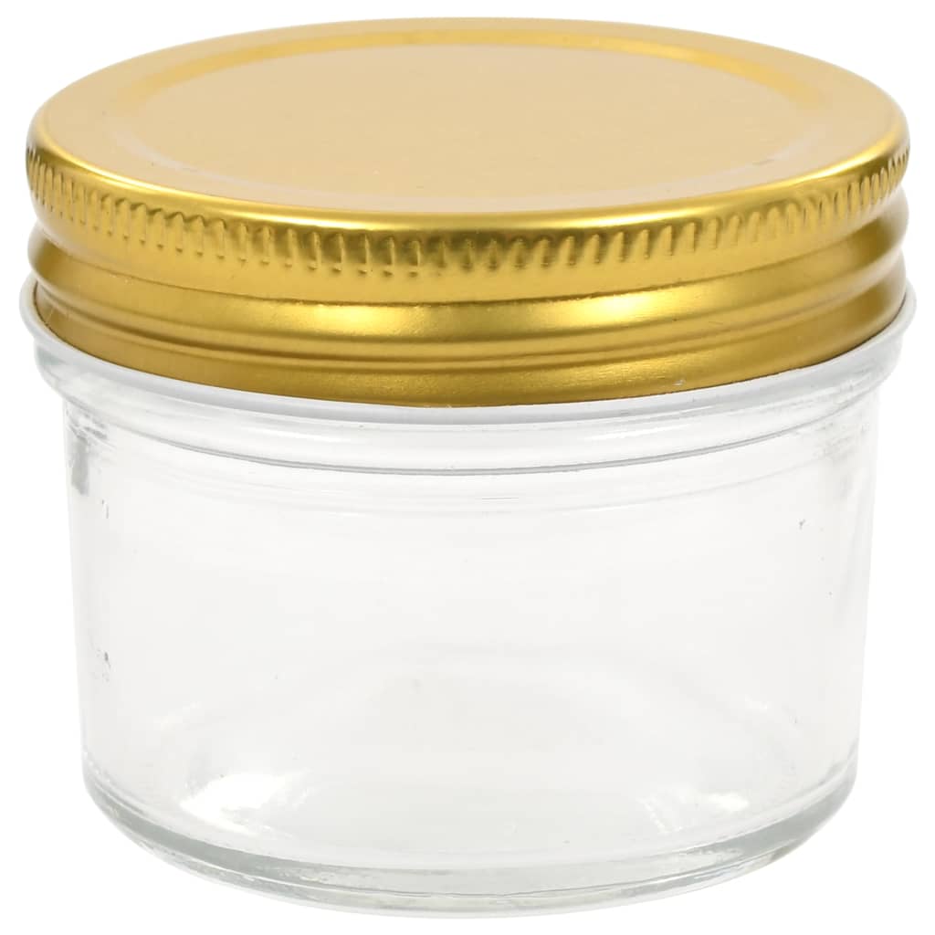 vidaXL Βάζα Μαρμελάδας 24 τεμ. 110 ml Γυάλινα με Χρυσά Καπάκια